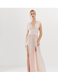 Розовое вечернее платье с разрезом от ASOS DESIGN