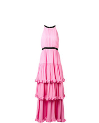 Розовое вечернее платье с рюшами от MSGM