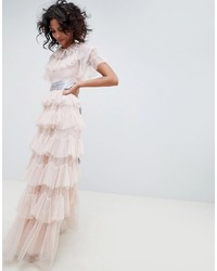Розовое вечернее платье с рюшами от Needle & Thread