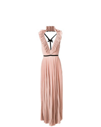 Розовое вечернее платье с рюшами от Rochas