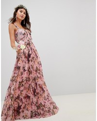 Розовое вечернее платье с цветочным принтом от ASOS DESIGN