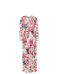 Розовое вечернее платье с цветочным принтом от Dolce & Gabbana