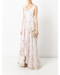 Розовое вечернее платье с цветочным принтом от Talbot Runhof