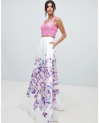 Розовое вечернее платье с цветочным принтом от Forever Unique