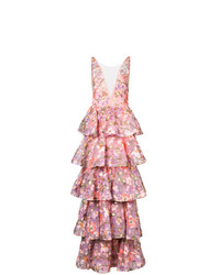 Розовое вечернее платье с цветочным принтом от Marchesa Notte