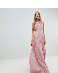 Розовое вечернее платье со складками от TFNC