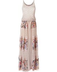 Розовое вязаное платье-макси от Cecilia Prado