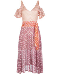 Розовое вязаное платье-миди от Cecilia Prado