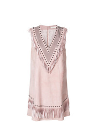Розовое замшевое платье прямого кроя от Drome