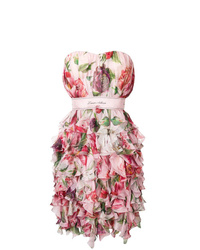 Розовое коктейльное платье с цветочным принтом от Dolce & Gabbana