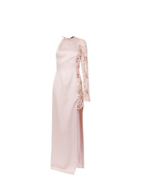 Розовое кружевное вечернее платье с вышивкой от Tufi Duek