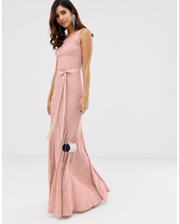 Розовое кружевное вечернее платье от City Goddess