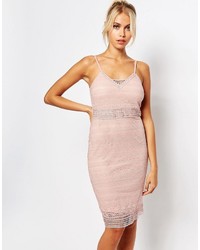Розовое кружевное облегающее платье от Fashion Union