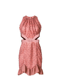 Розовое кружевное облегающее платье от Three floor