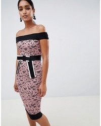 Розовое кружевное облегающее платье от Vesper