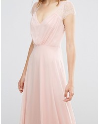 Розовое кружевное платье-макси от Asos