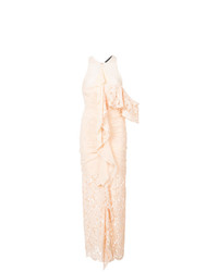 Розовое кружевное платье-миди с рюшами от Proenza Schouler
