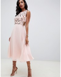 Розовое кружевное платье-миди от ASOS DESIGN