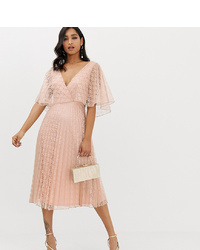 Розовое кружевное платье-миди от ASOS DESIGN