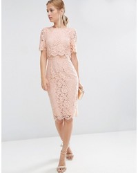 Розовое кружевное платье-миди от Asos