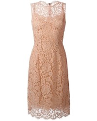 Розовое кружевное платье-миди от Dolce & Gabbana