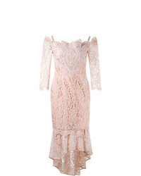 Розовое кружевное платье-миди от Martha Medeiros