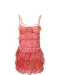 Розовое кружевное платье прямого кроя от Giamba