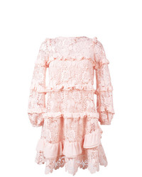 Розовое кружевное платье прямого кроя от N°21