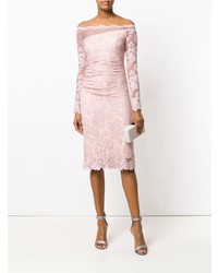 Розовое кружевное платье-футляр от Olvi´S