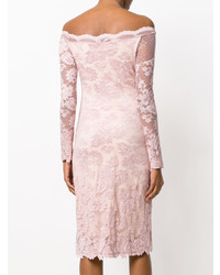 Розовое кружевное платье-футляр от Olvi´S