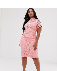 Розовое кружевное платье-футляр от Missguided Plus