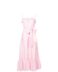 Розовое льняное платье-макси в горошек от Lisa Marie Fernandez