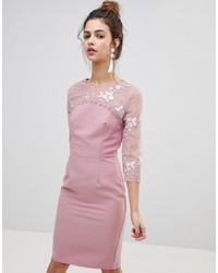 Розовое облегающее платье с вышивкой от Little Mistress