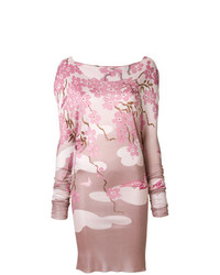 Розовое облегающее платье с принтом от Gucci Vintage