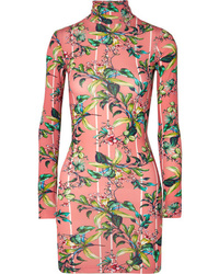 Розовое облегающее платье с цветочным принтом от Vetements