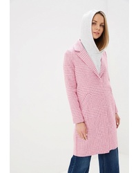 Женское розовое пальто в шотландскую клетку от River Island