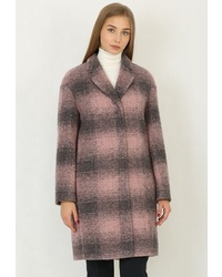 Женское розовое пальто в шотландскую клетку от Trifo