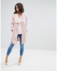 Женское розовое пальто дастер