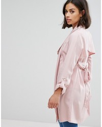 Женское розовое пальто дастер