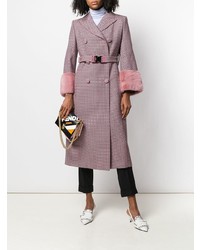 Женское розовое пальто с принтом от Fendi