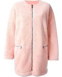 Женское розовое пальто с рельефным рисунком от MSGM