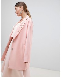 Женское розовое пальто с украшением от ASOS DESIGN
