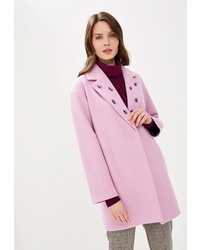 Женское розовое пальто с украшением от Pink Summer