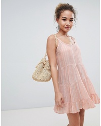 Розовое платье-комбинация в вертикальную полоску от En Creme