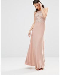 Розовое платье-макси крючком от AX Paris