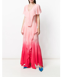Розовое платье-макси с рюшами от ATTICO