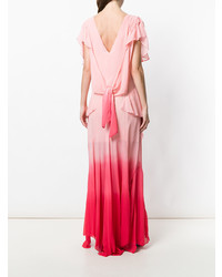 Розовое платье-макси с рюшами от ATTICO