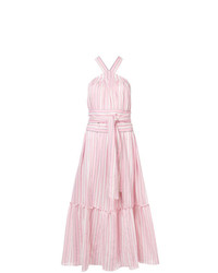 Розовое платье-миди в вертикальную полоску от Three Graces