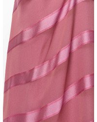 Розовое платье-миди в горизонтальную полоску