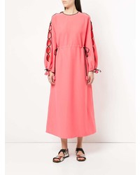 Розовое платье-миди с вышивкой от Huishan Zhang